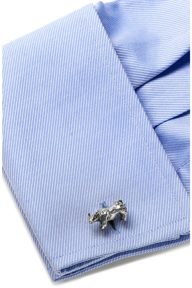 Bull & Bear Sterling Silver Cuff Links, Alternate, color, SILVER BEAR & BULL