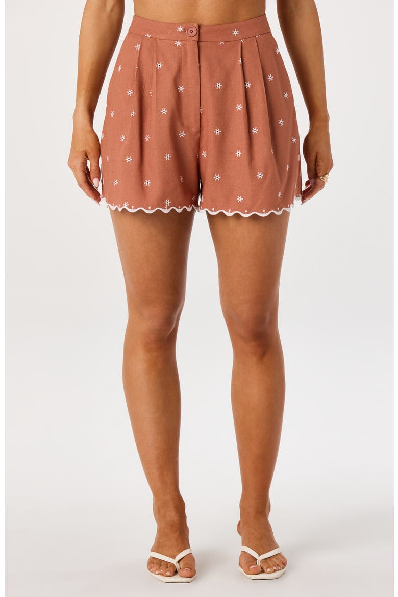 Justina Embroidered Shorts, Main, color, SIENNA