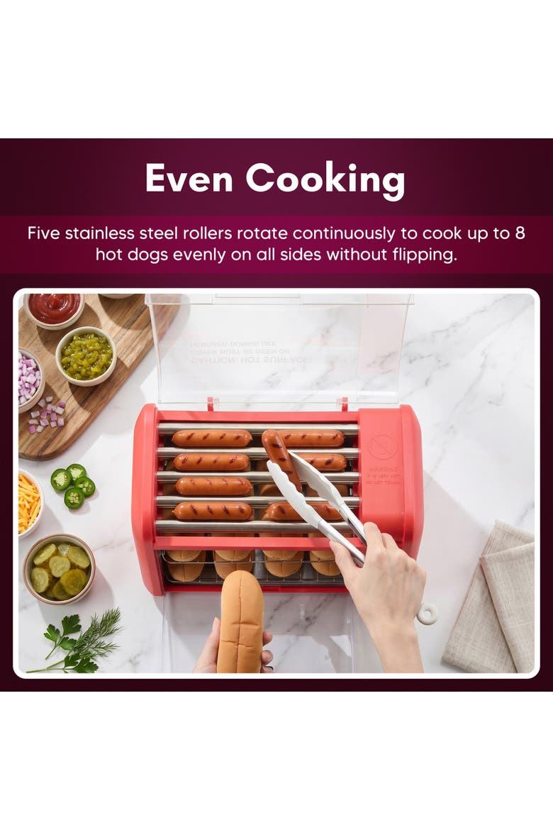 8-Hot Dog Roller and Toaster Oven, Alternate, color, Red