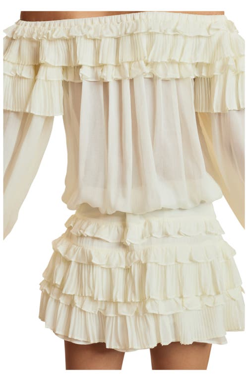 Cynthia Rowley Off Shoulder Ruffle Blouse In White