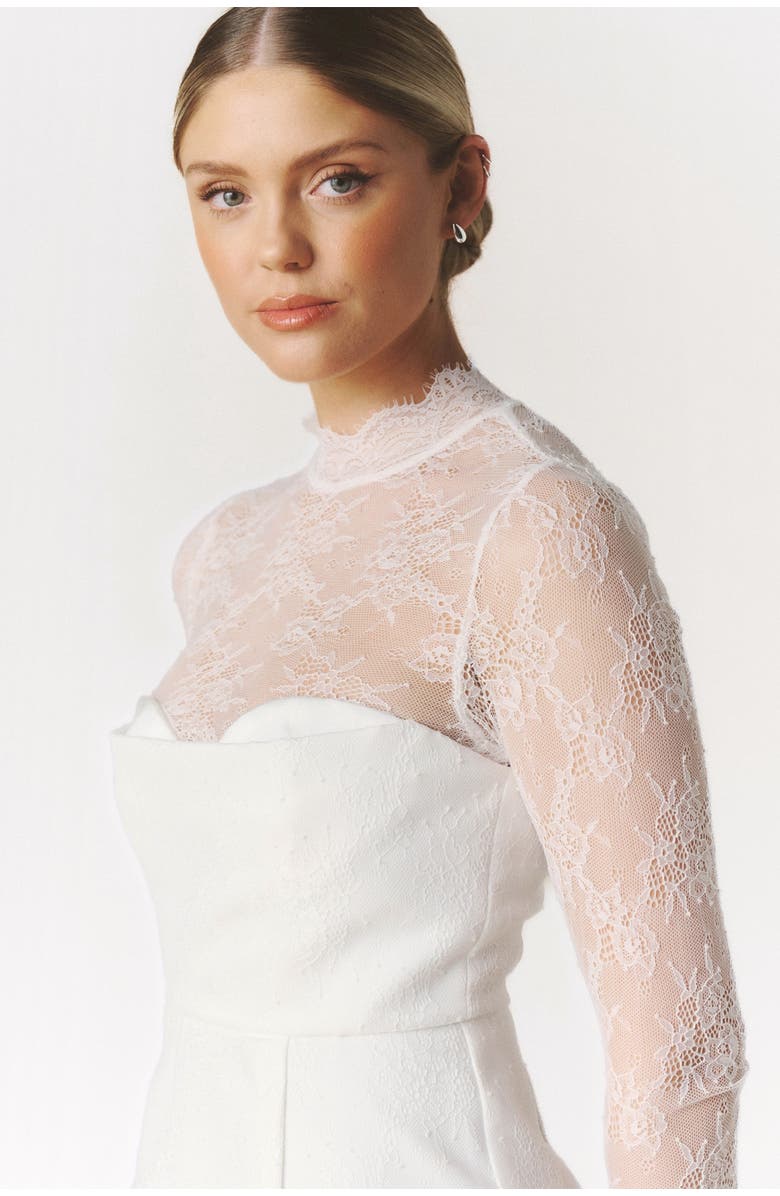 Six Stories Lace Sleeve Cup Detail Midi Dress, Alternate, color,