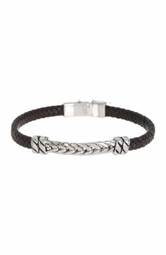 EFFY Sterling Silver & Leather Chain Station Bracelet