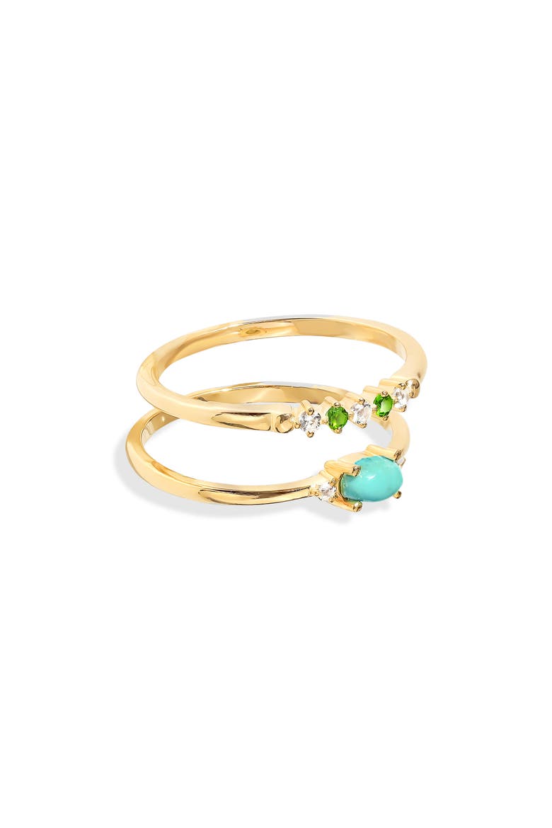Set of 2 Turquoise Rings, Alternate, color, BLUE
