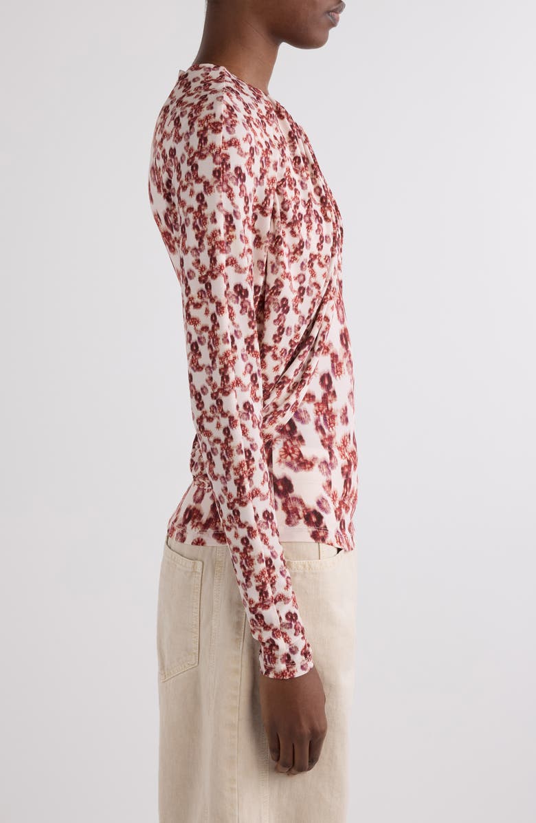 Isabel Marant Gaetane Floral Gathered Jersey Top, Alternate, color, Garnet