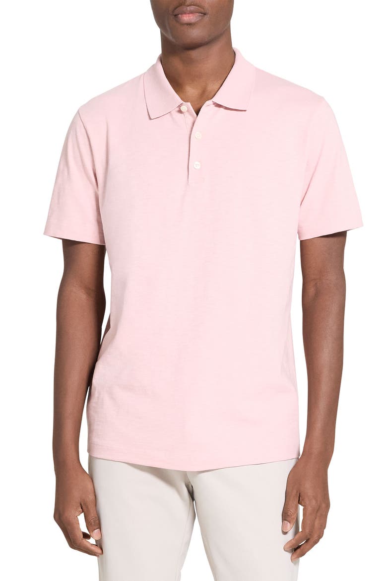 Bron in Cosmos Slub Cotton Polo Shirt, Main, color, CHALK PINK - VIN