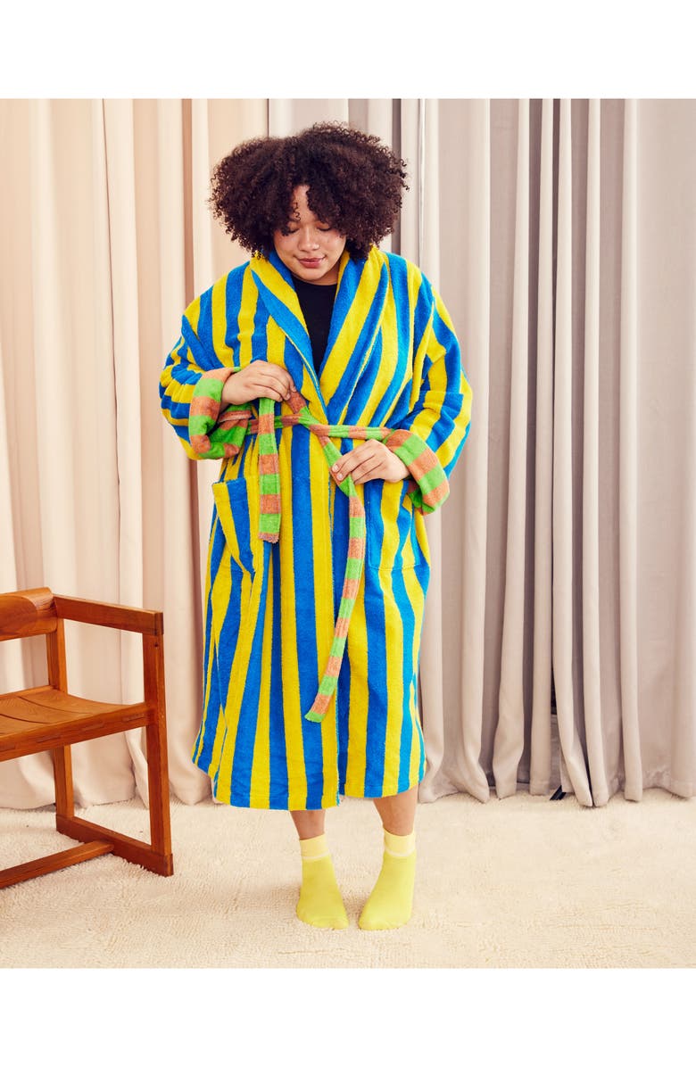 Dusen Dusen Reef Stripe Terry Robe, Alternate, color, 