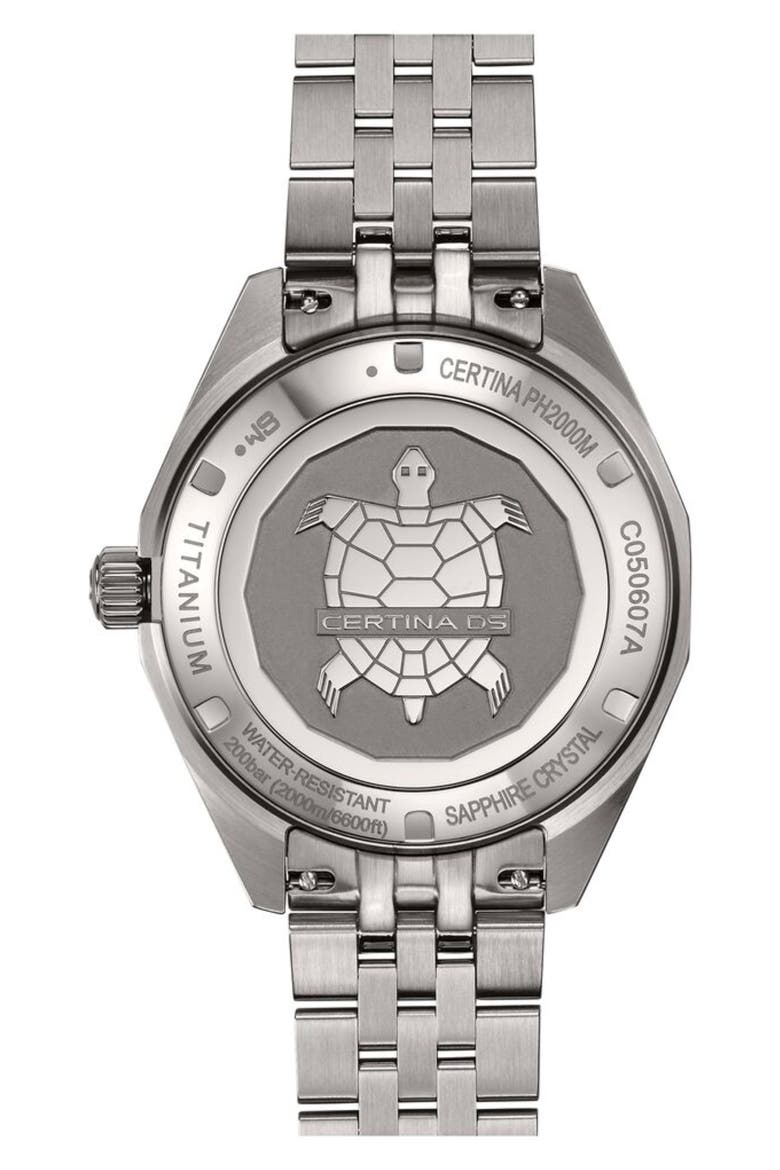DS Super PH2000M Automatic Bracelet Watch, 43mm, Alternate, color, TITANIUM / WHITE DIAL