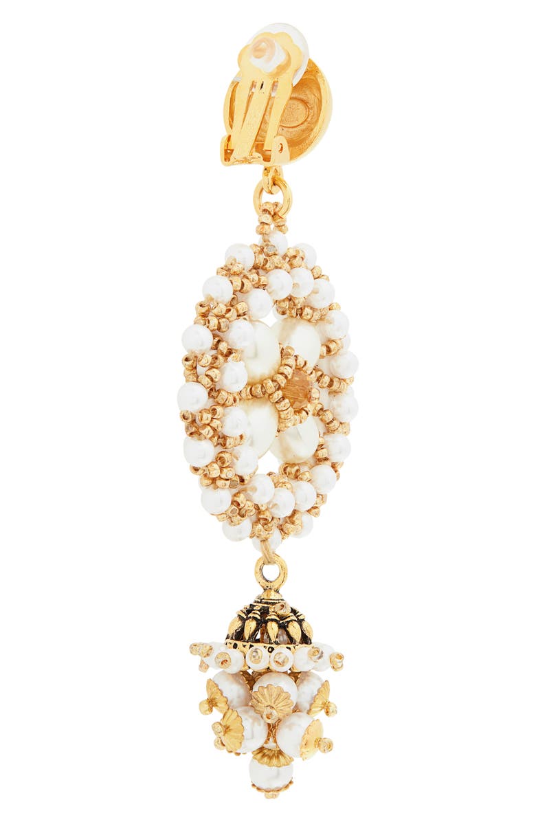 Oscar de la Renta Imitation Pearl Clip-On Drop Earrings, Alternate, color,