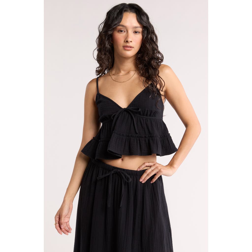 Abound Front Tie Gauze Cami In Black