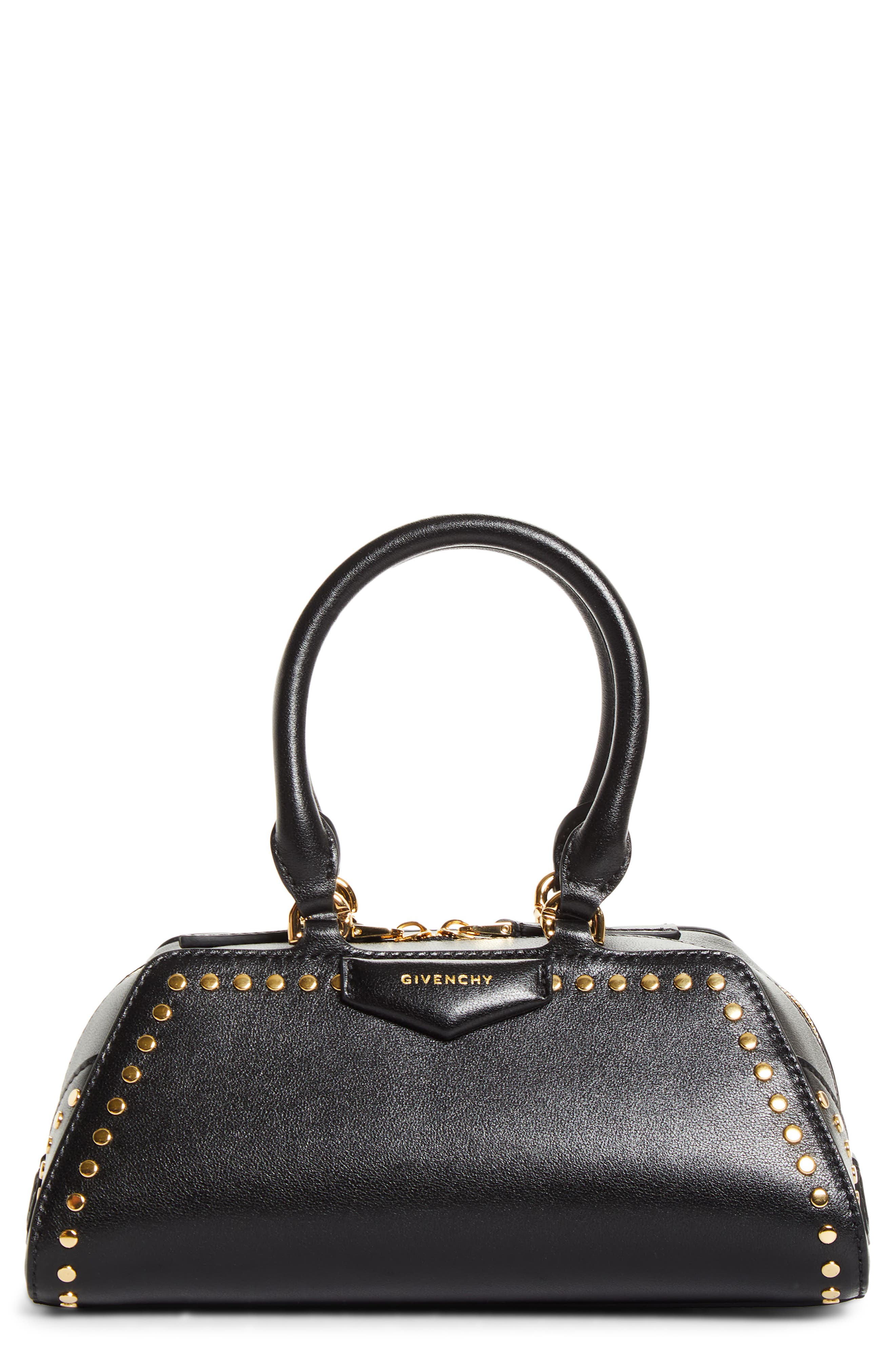 Givenchy Mini Antigona Leather East/West Satchel, Main, color, 001-Black