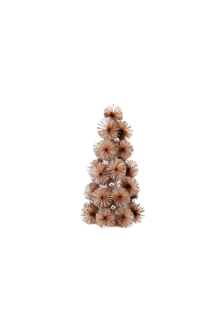 Glittered Tinsel Ball Tree with Beads, Main, color, Gold and Blush