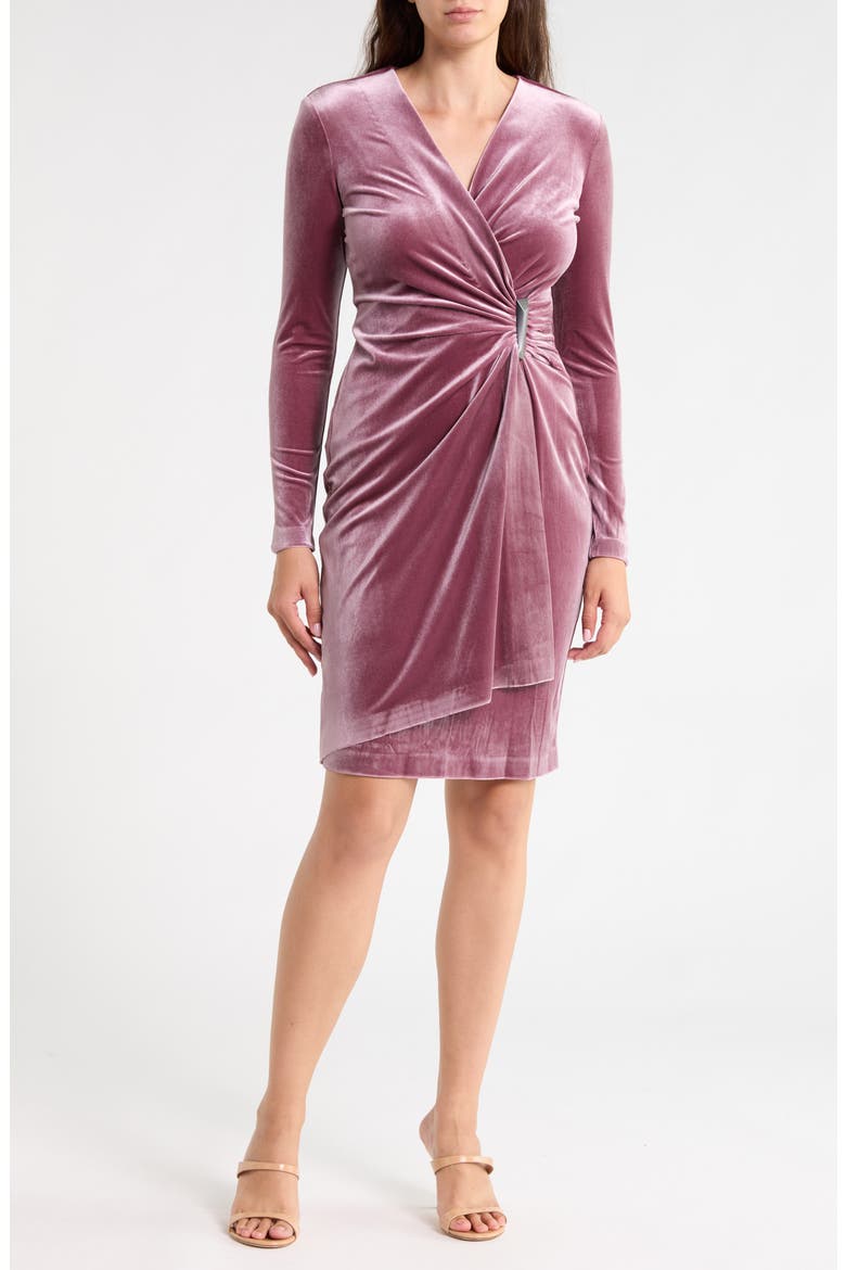 Long Sleeve Velvet Dress, Main, color, DUSTY ROSE