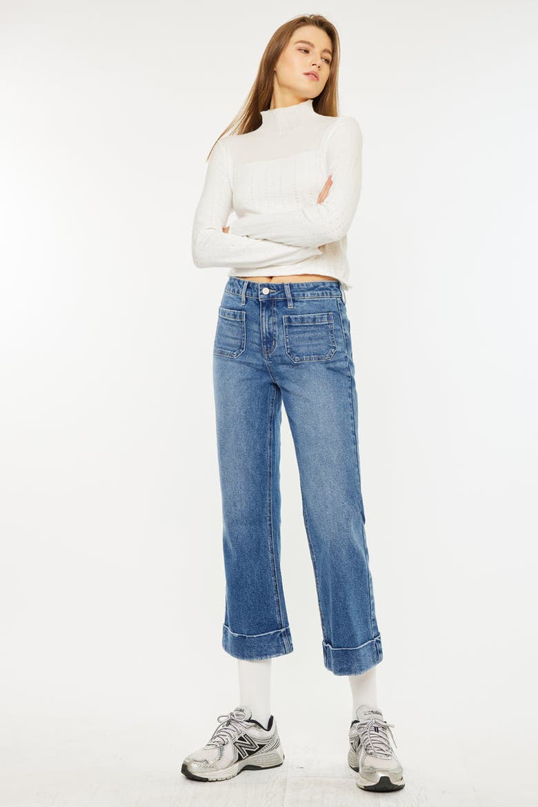 Angelina High Rise Cropped Flare Jeans, Alternate, color, Medium Wash