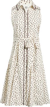 Anne Klein Polka Dot Cotton Midi Shirtdress