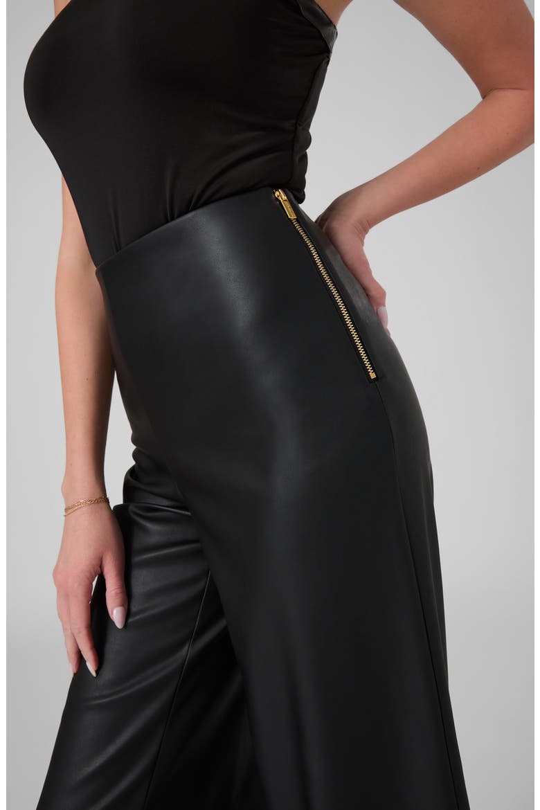Cecilia High Waist Faux Leather Culottes, Alternate, color, JBLACK-BLACK