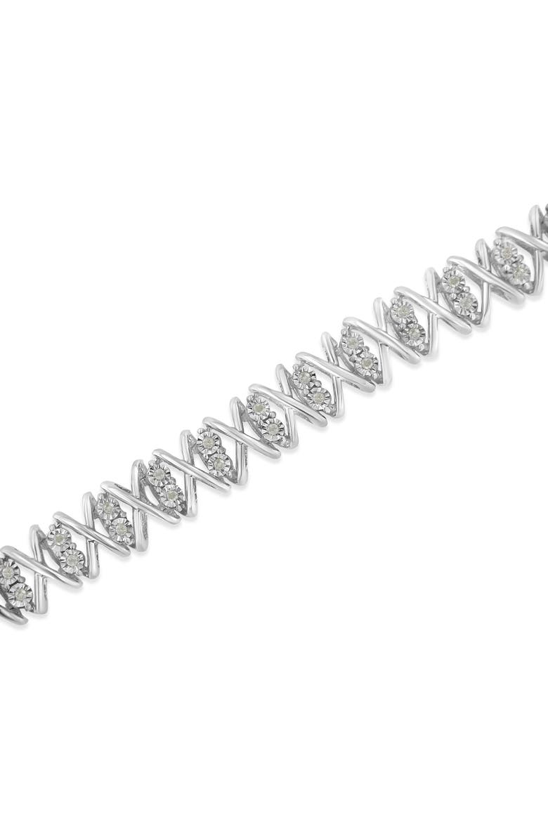 Silver rose-cut Diamond X-Link Bracelet, Alternate, color, White