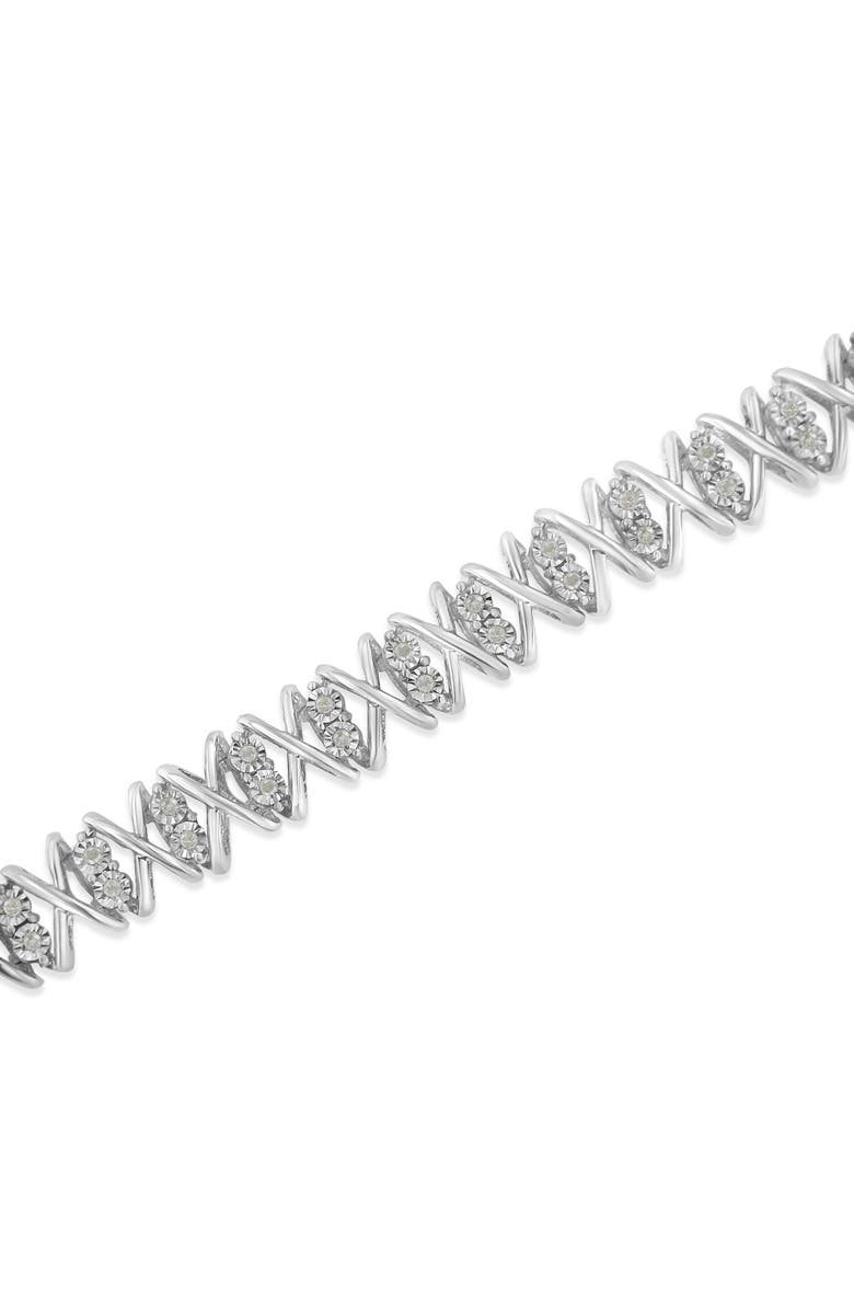 Haus of Brilliance Silver rose-cut Diamond X-Link Bracelet, Alternate, color, White