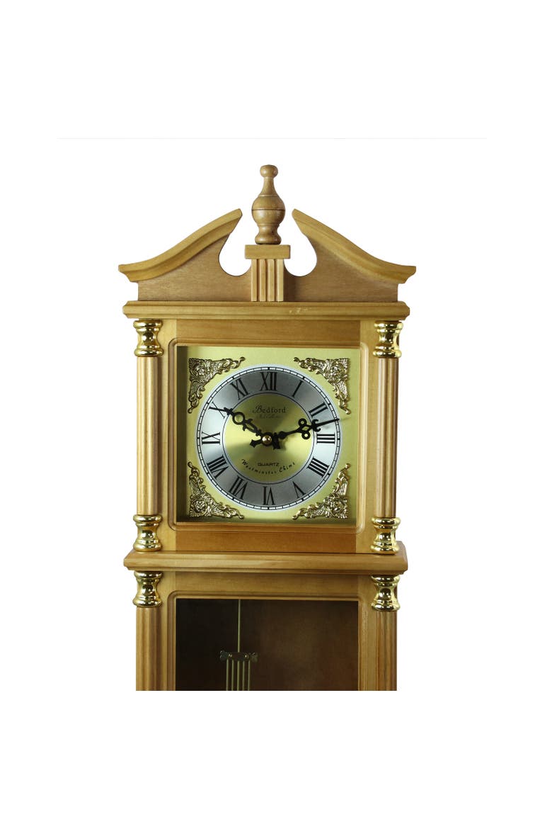 34.5in Chiming Pendulum Wall Clock Harvest Oak, Alternate, color, Harvest Oak