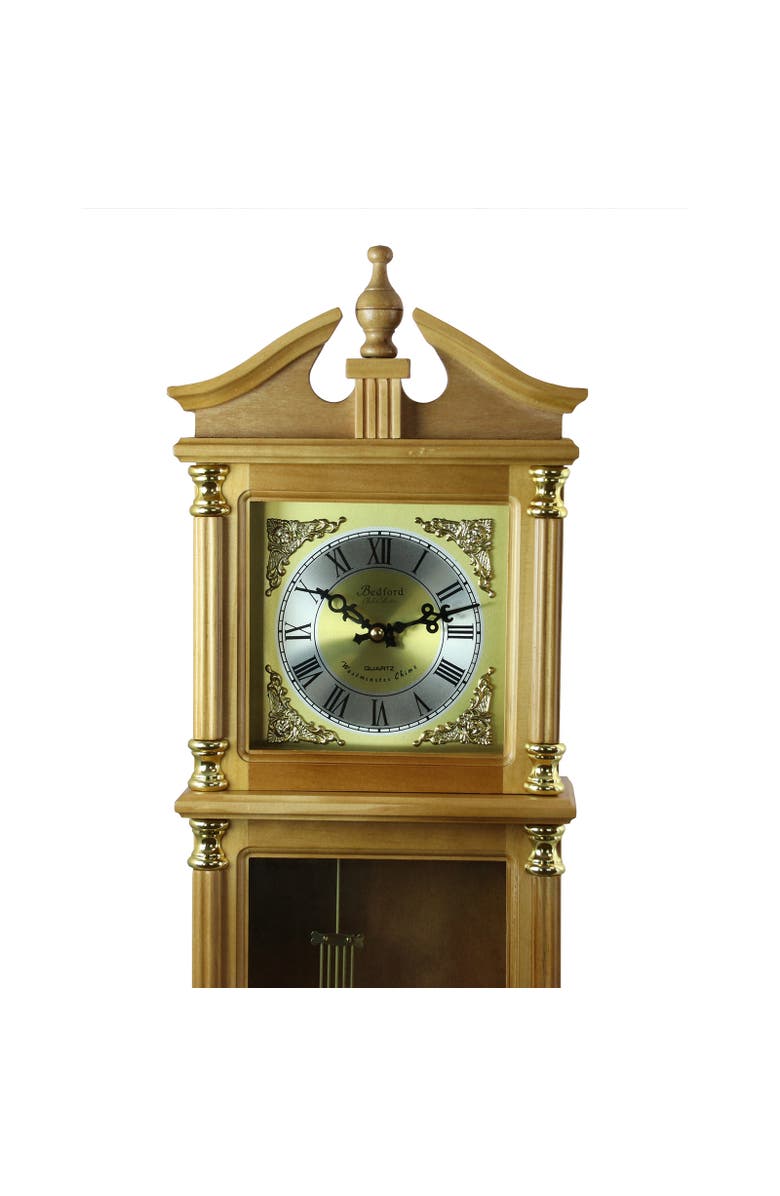 Bedford Clock Collection 34.5in Chiming Pendulum Wall Clock Harvest Oak, Alternate, color, Harvest Oak