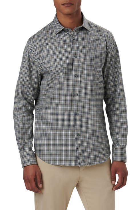 Axel Shaped Fit Plaid Cotton Button-Up Shirt