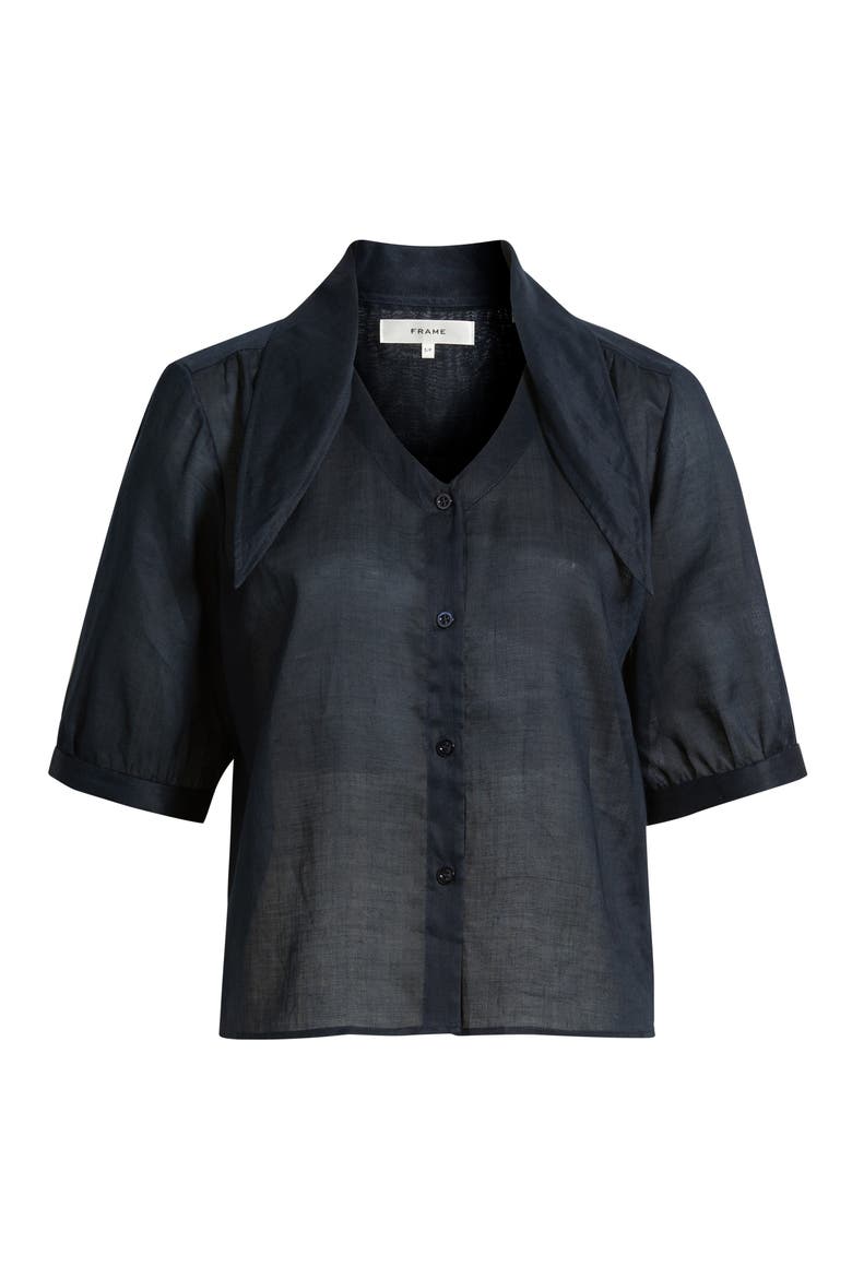The Novelist Tie Neck Button-Up Shirt, Alternate, color, NAVY