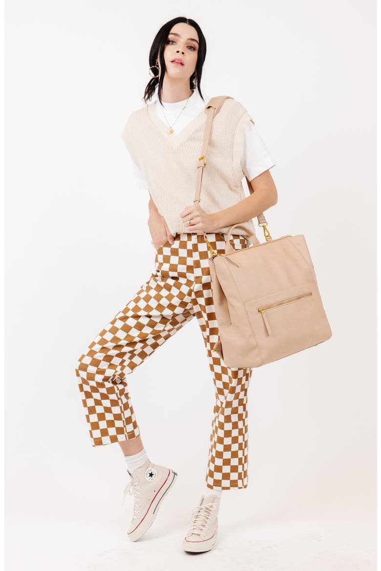 Faux Leather Diaper Bag, Alternate, color, BEIGE