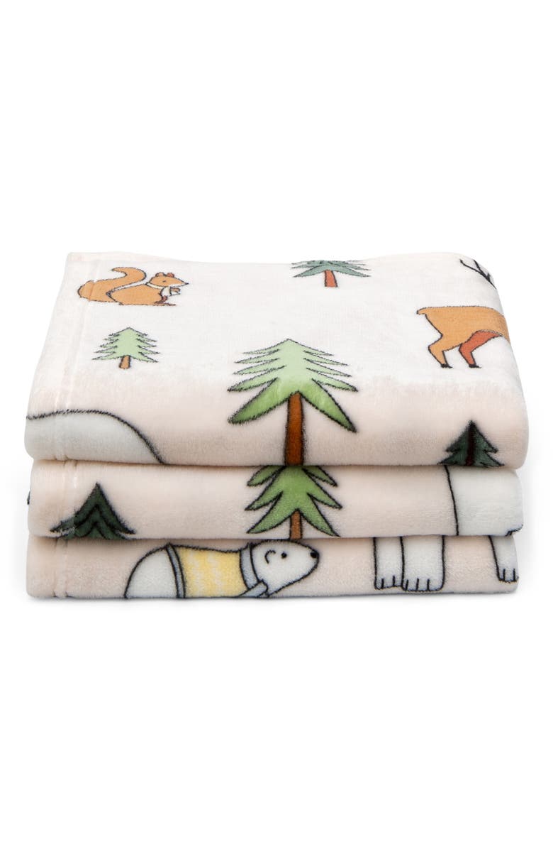 Woven & Weft Holiday Print Plush Velvet Throw Blanket, Main, color, Wildlife