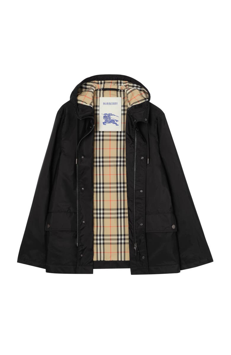 Burberry Nylon Pembrey Hooded Jacket, Alternate, color, Black
