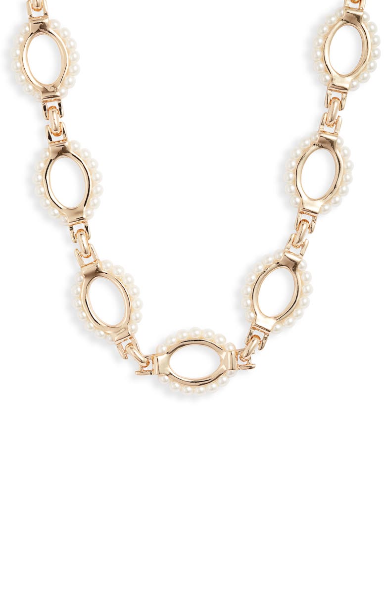 Rachel Parcell Imitation Pearl Link Collar Necklace, Main, color, 