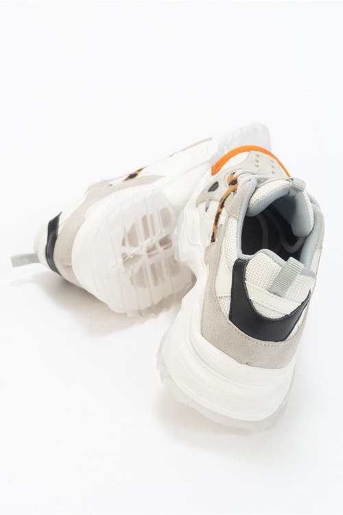 Forever & Always Shoes Loretta Platform Sneakers In White Orange