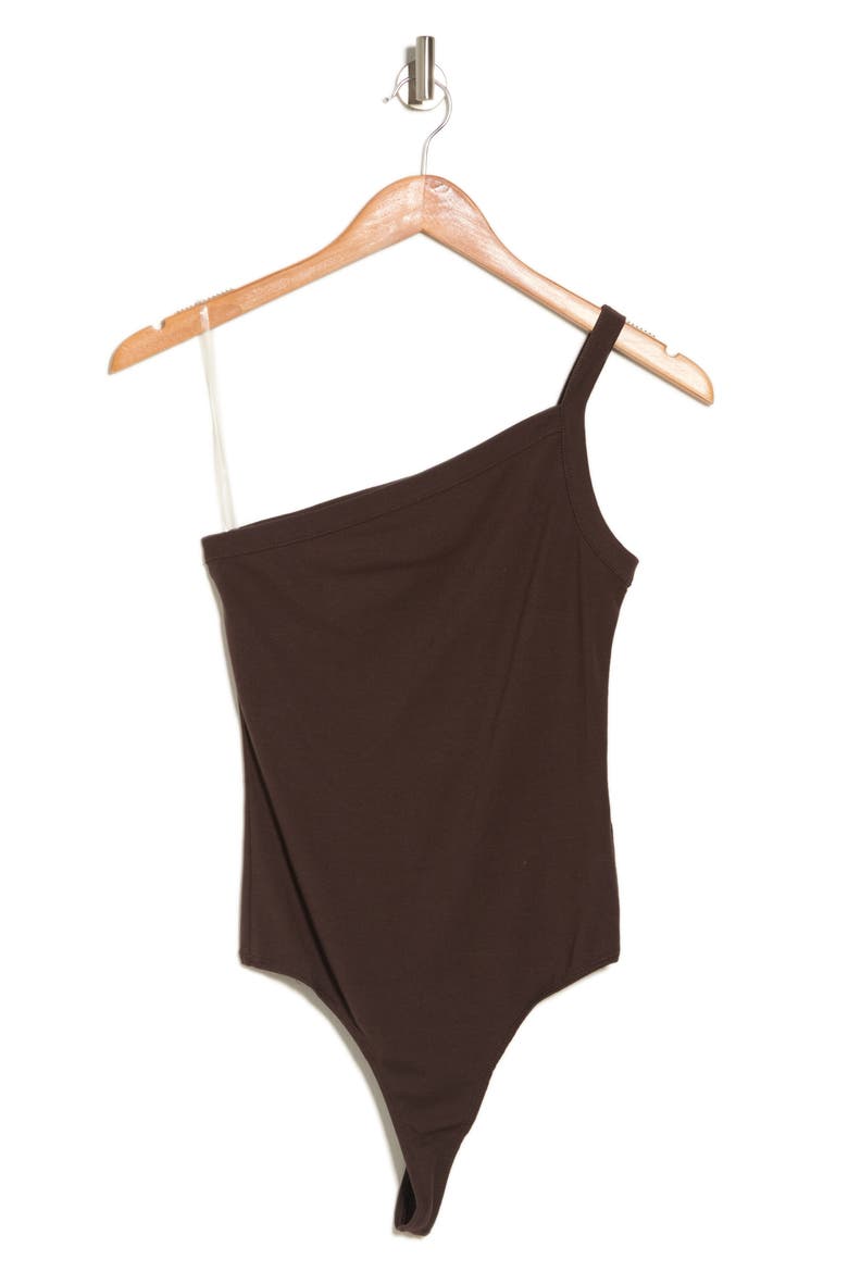 One Shoulder Knit Bodysuit, Alternate, color, BROWN JAVA