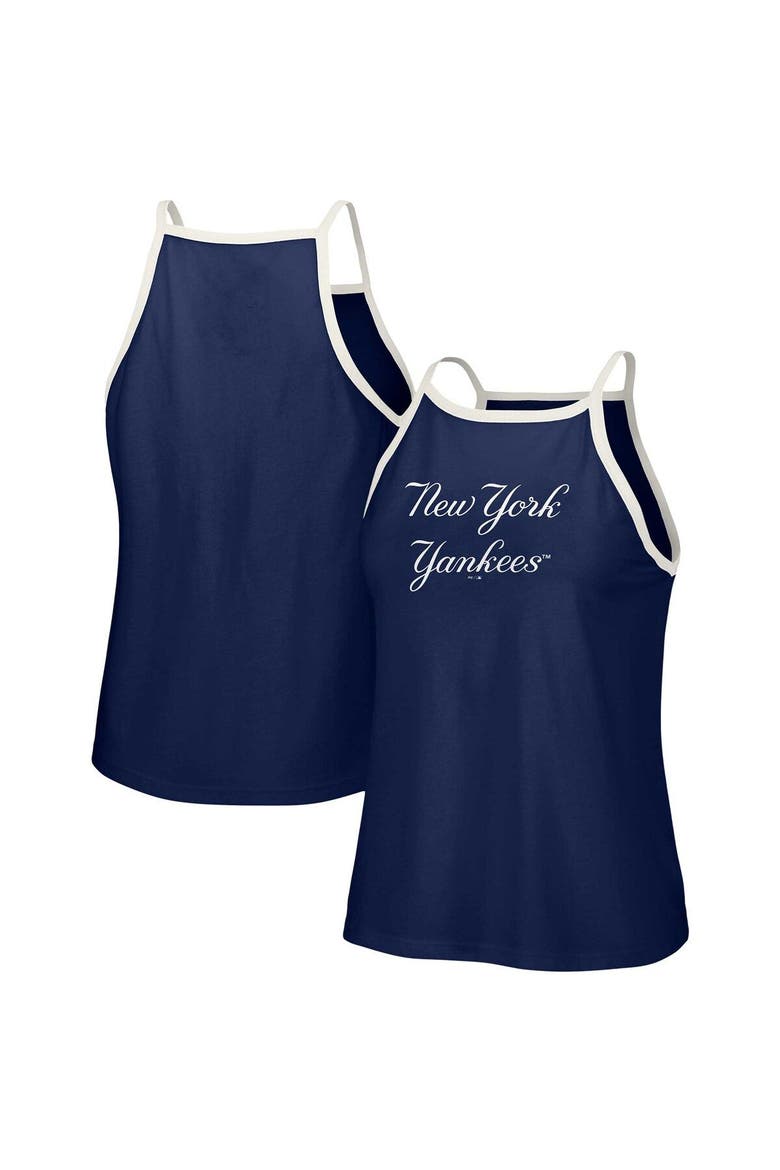 Women's Lusso  Navy New York Yankees Nadine Halter Tank Top, Main, color, Navy