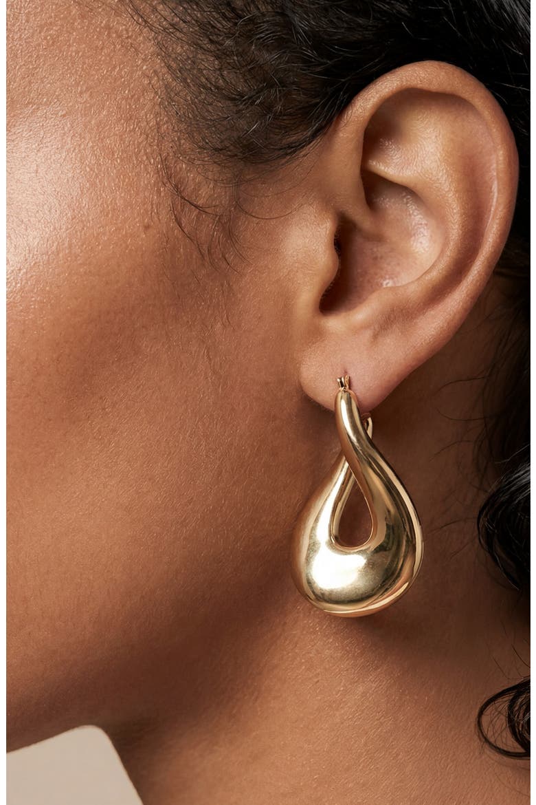 Flat Oval Hoop Earrings, Alternate, color, GOLD