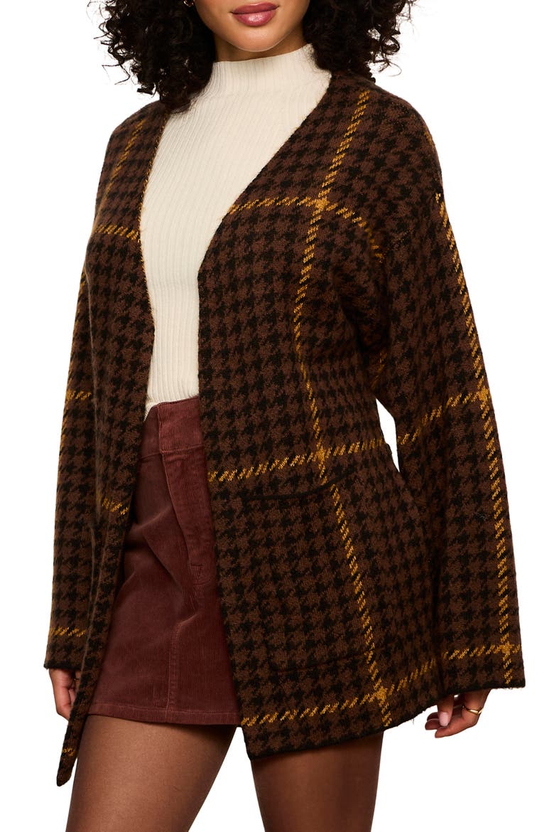 Houndstooth Plaid Jacquard Coatigan, Alternate, color, GOLDEN YELLOW PLAID
