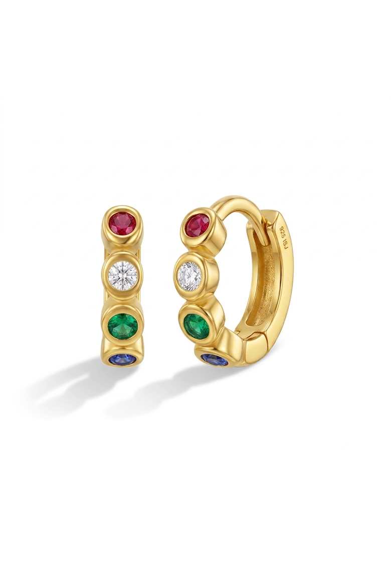 Multicolor Bezel Plated Girl Earrings, Main, color, Multi-Color