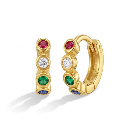 Multicolor Bezel Plated Girl Earrings
