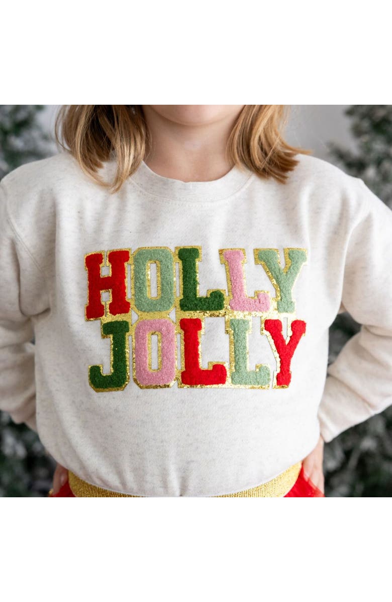 Sweet Wink Holly Jolly Patch Christmas Sweatshirt, Alternate, color, Natural
