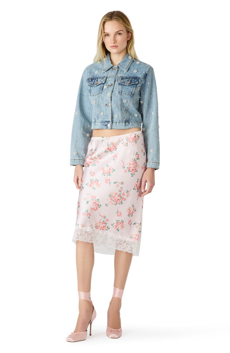 Steve Madden Alayna Floral Satin Skirt, Alternate, color, Peach Romance