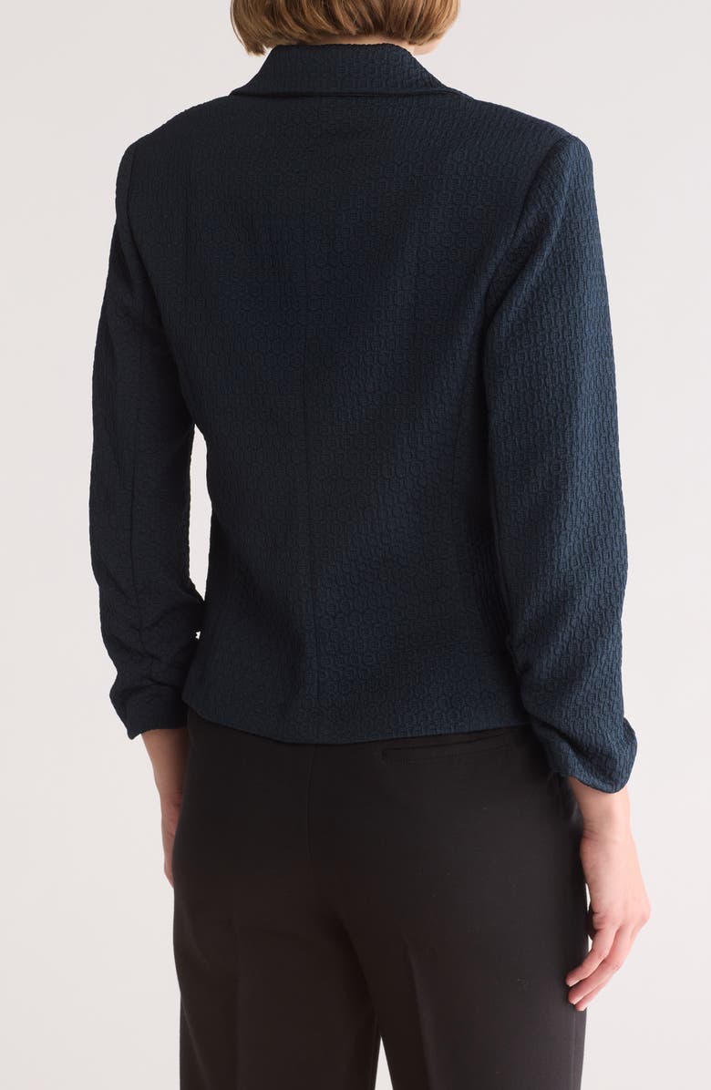 Amanda & Chelsea Ruched Sleeve Jacquard Blazer, Alternate, color, Navy