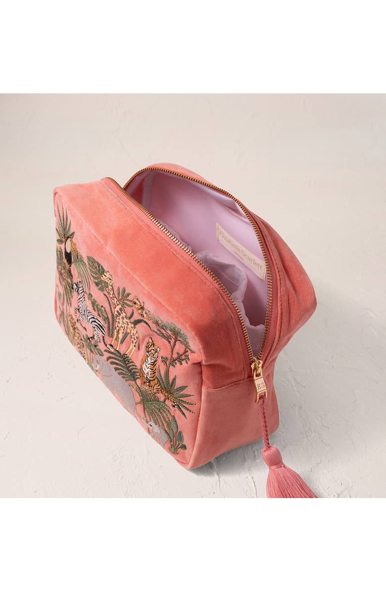 Elizabeth Scarlett World Wildlife Velvet Wash Bag, Alternate, color, 
