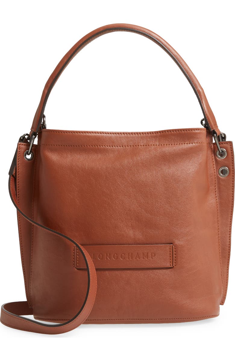 Longchamp 3D Leather Crossbody Hobo, Main, color,