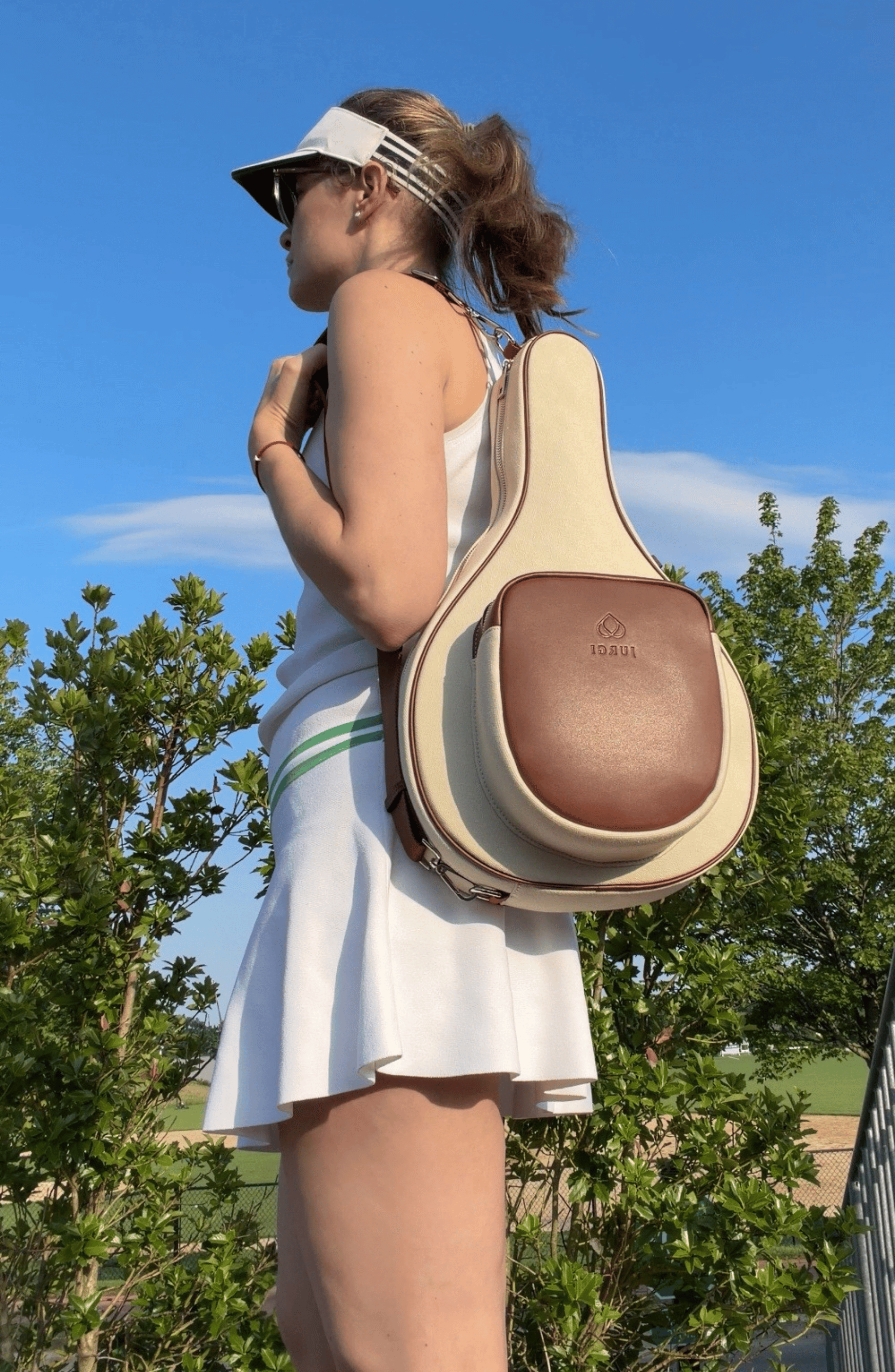 Padel Racket Canvas and Leather  Bag, Alternate, color, Beige/Brown