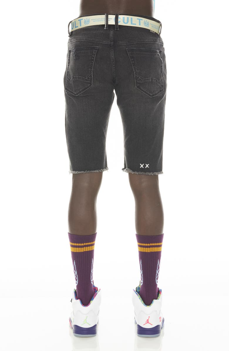 Cult of Individuality Rocker Belted Denim Shorts, Alternate, color, Scars