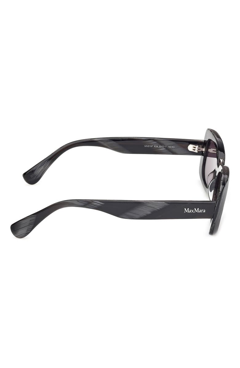 Max Mara 53mm Rectangular Sunglasses, Alternate, color, Black Ruthenium / Smoke