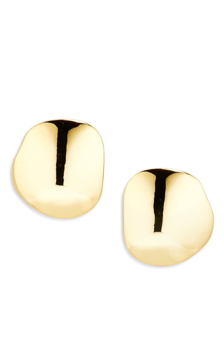 Discus Button Stud Earrings, Main, color, GOLD