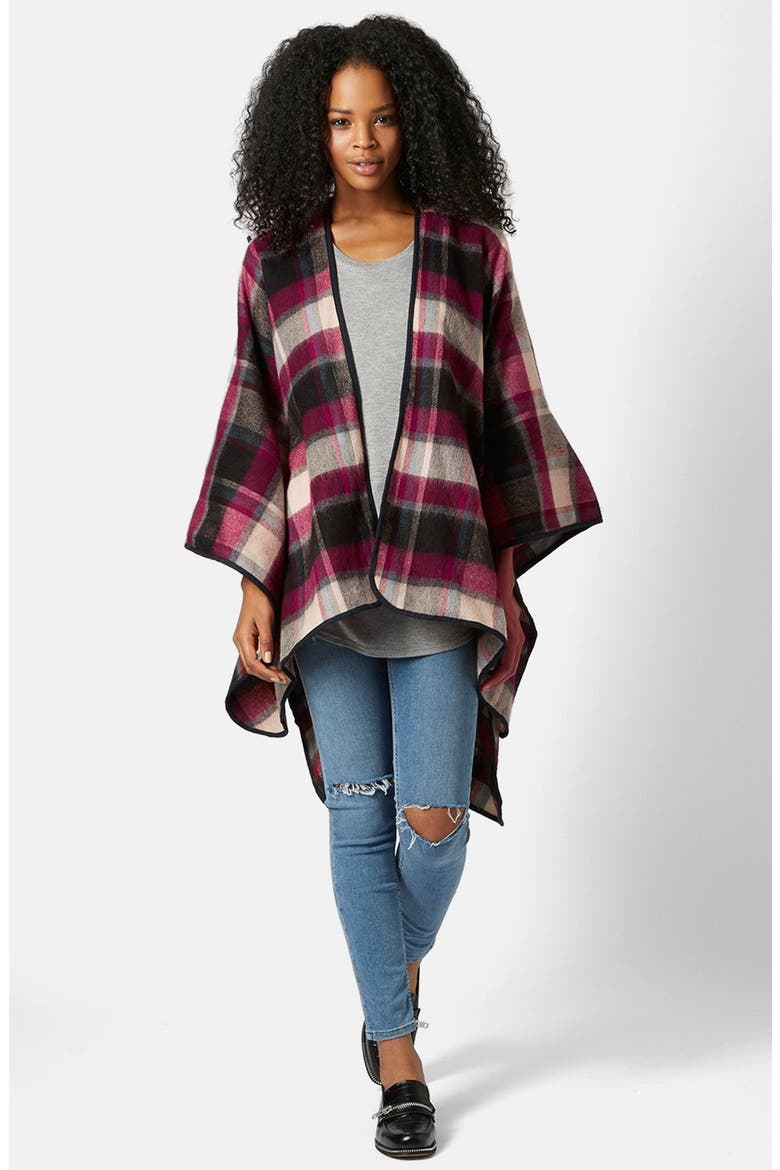 Check Print Cape, Alternate, color, RED MULTI