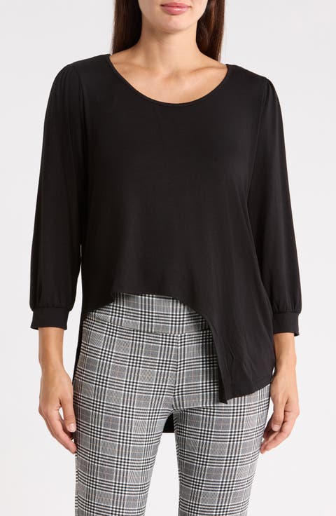 Side Knot Three-Quarter Sleeve Top
