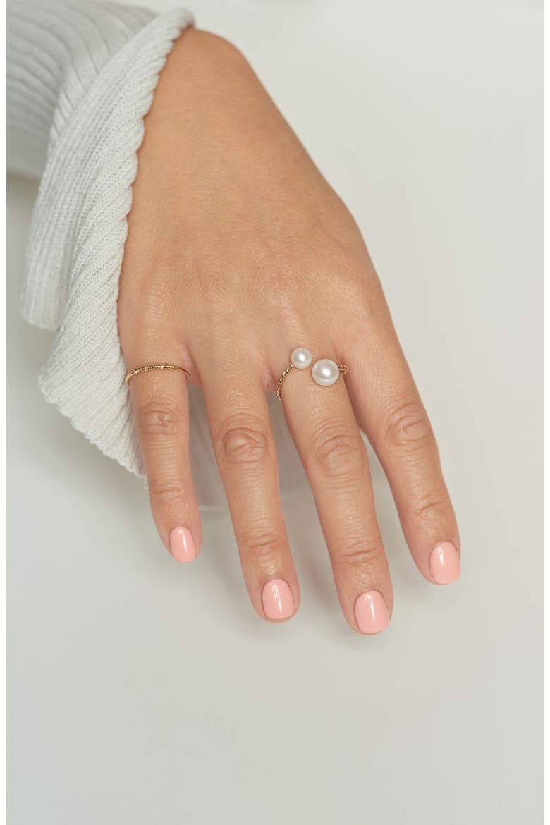 Genuine Pearl Open Ring, Alternate, color, YELLOW GOLD