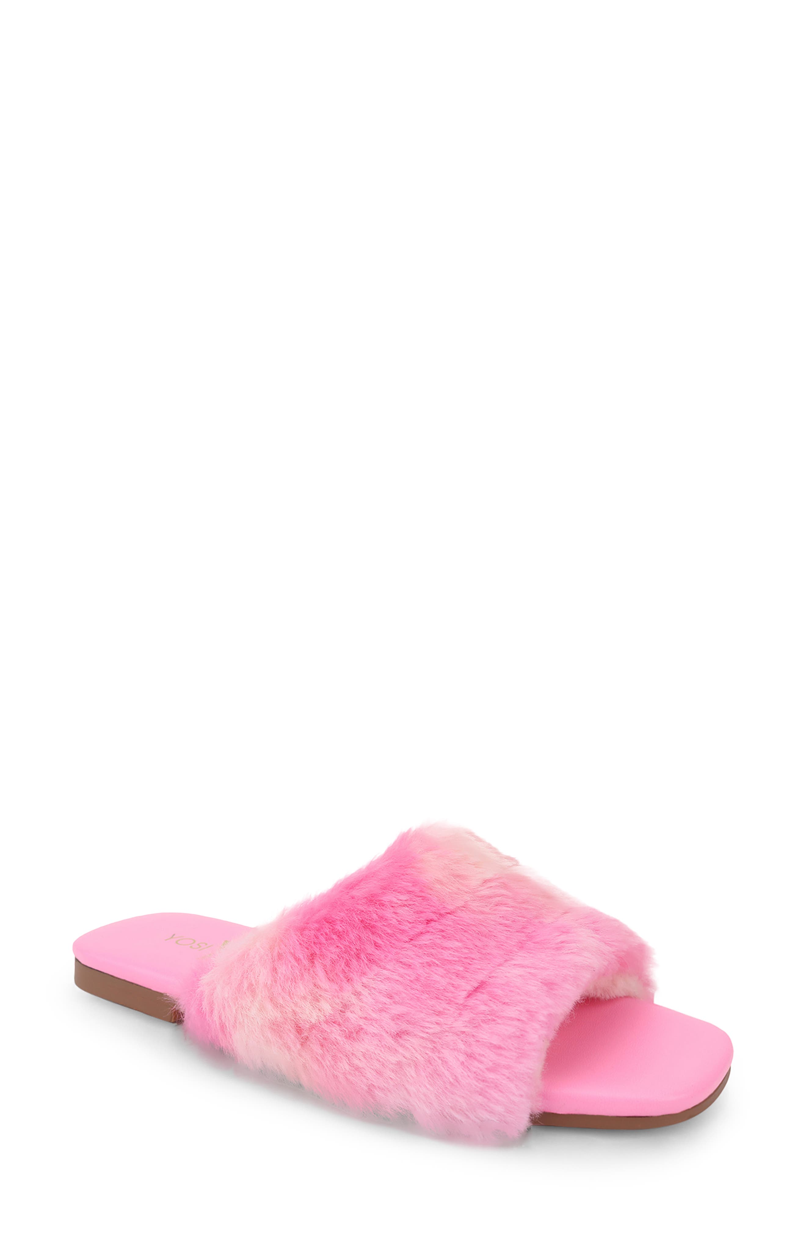 Yosi Samra Kids' Miss Nora Faux Fur Slide, Main, color, Pink
