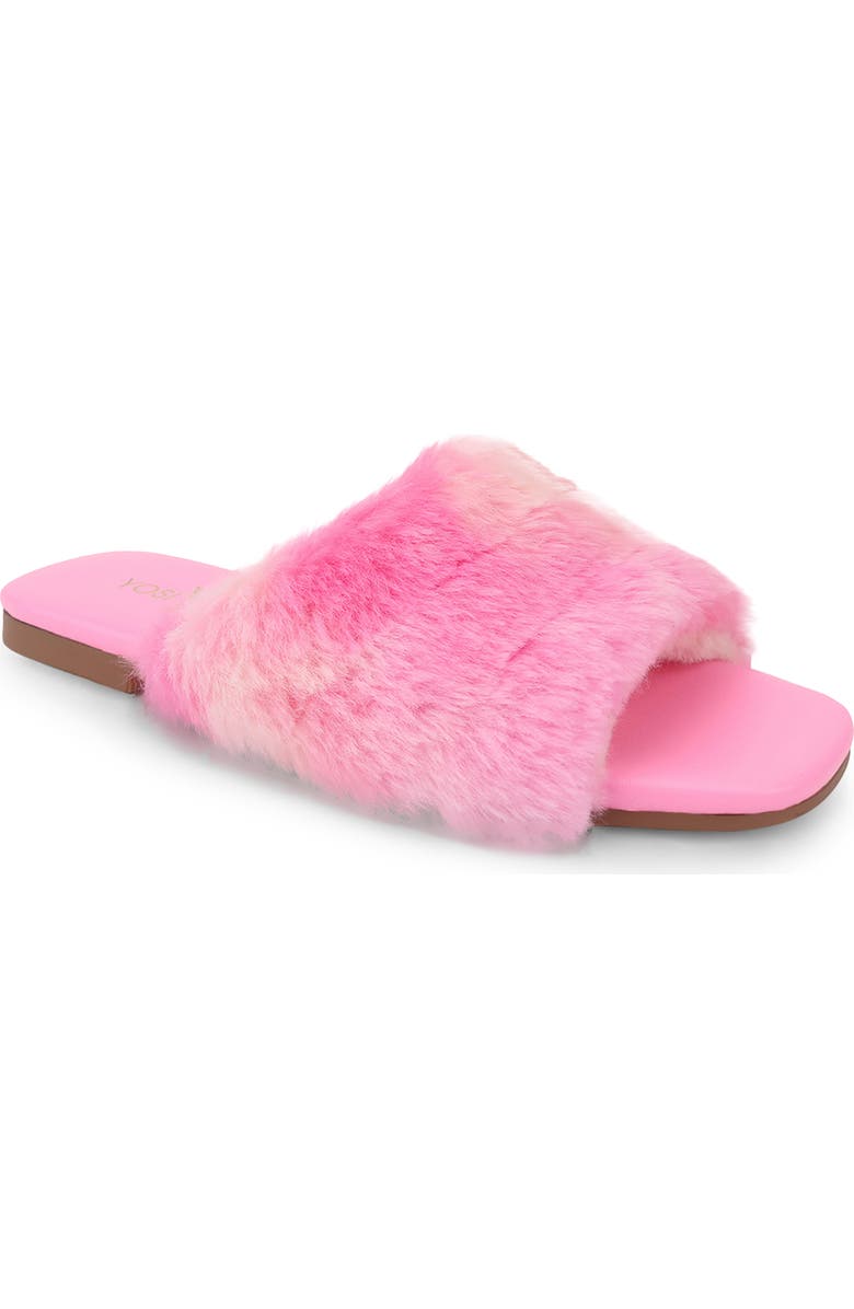 Yosi Samra Kids' Miss Nora Faux Fur Slide, Main, color, Pink